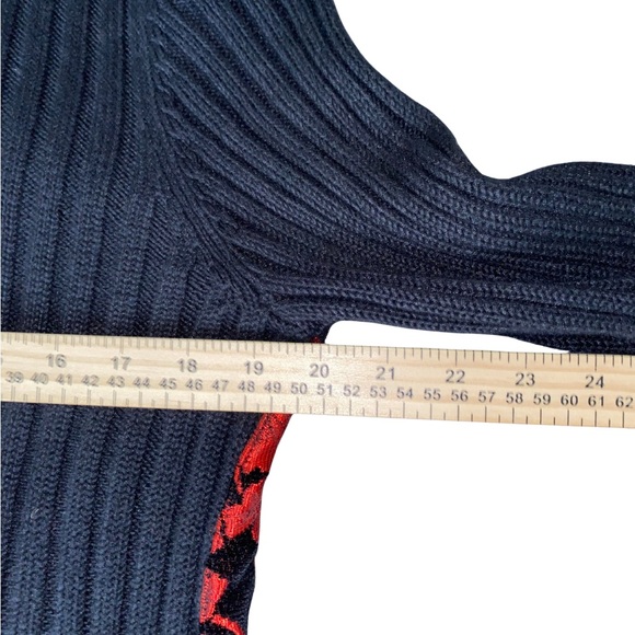 Christopher & Banks Black Red Floral Zip Sweater Jacket Size L 2006 - Picture 8 of 9